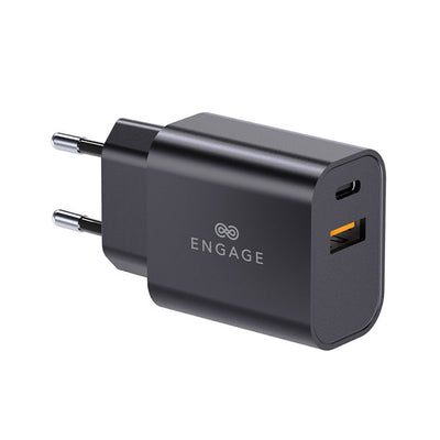 Engage Dual Port C+A 30W Pwr Adapter W/Interchangeable Uk/Eu Plug(8954526522357)