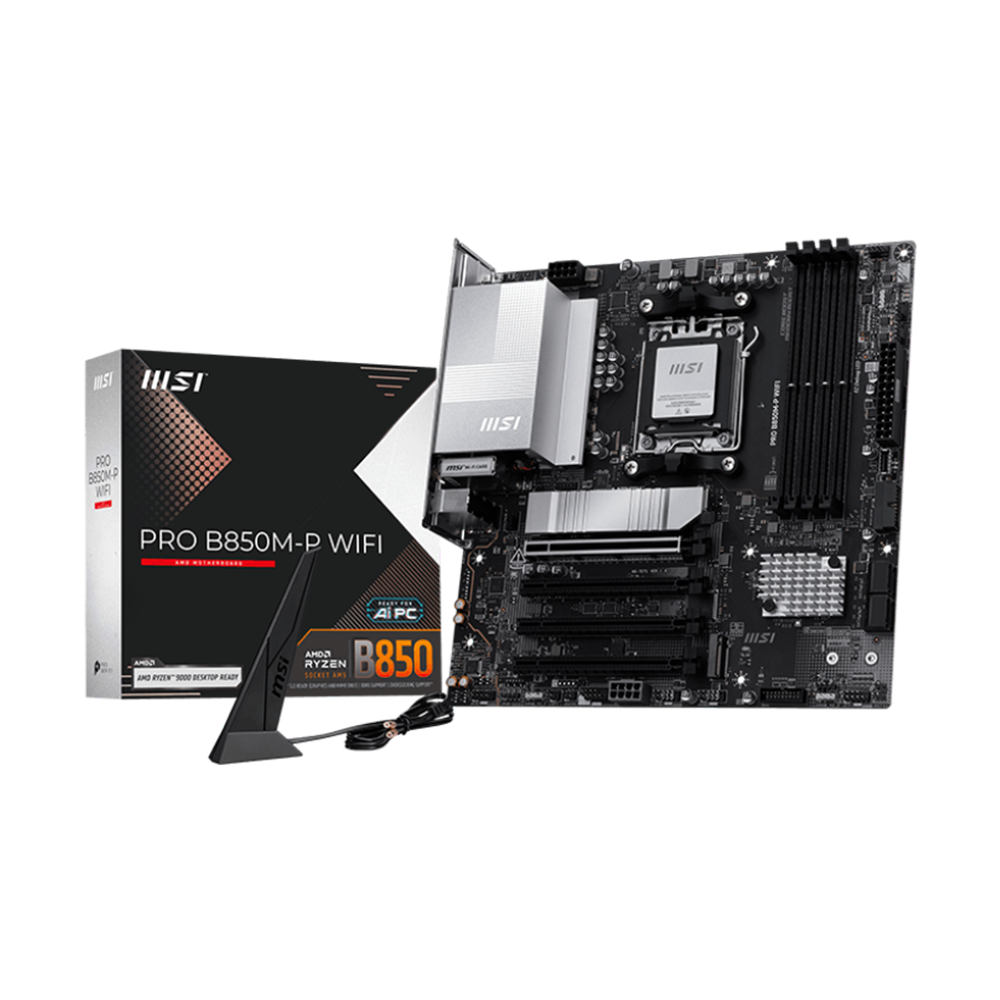 MSI PRO B850M-P Motherboard - DDR5 / Wi-Fi / Bluetooth / HDMI / DisplayPort / USB - Black