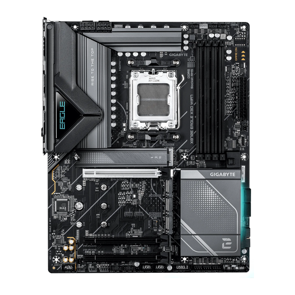 GIGABYTE X870E EAGLE X3D Motherboard - Wi-Fi7 / Bluetooth / HDMI / DisplayPort / USB - Black