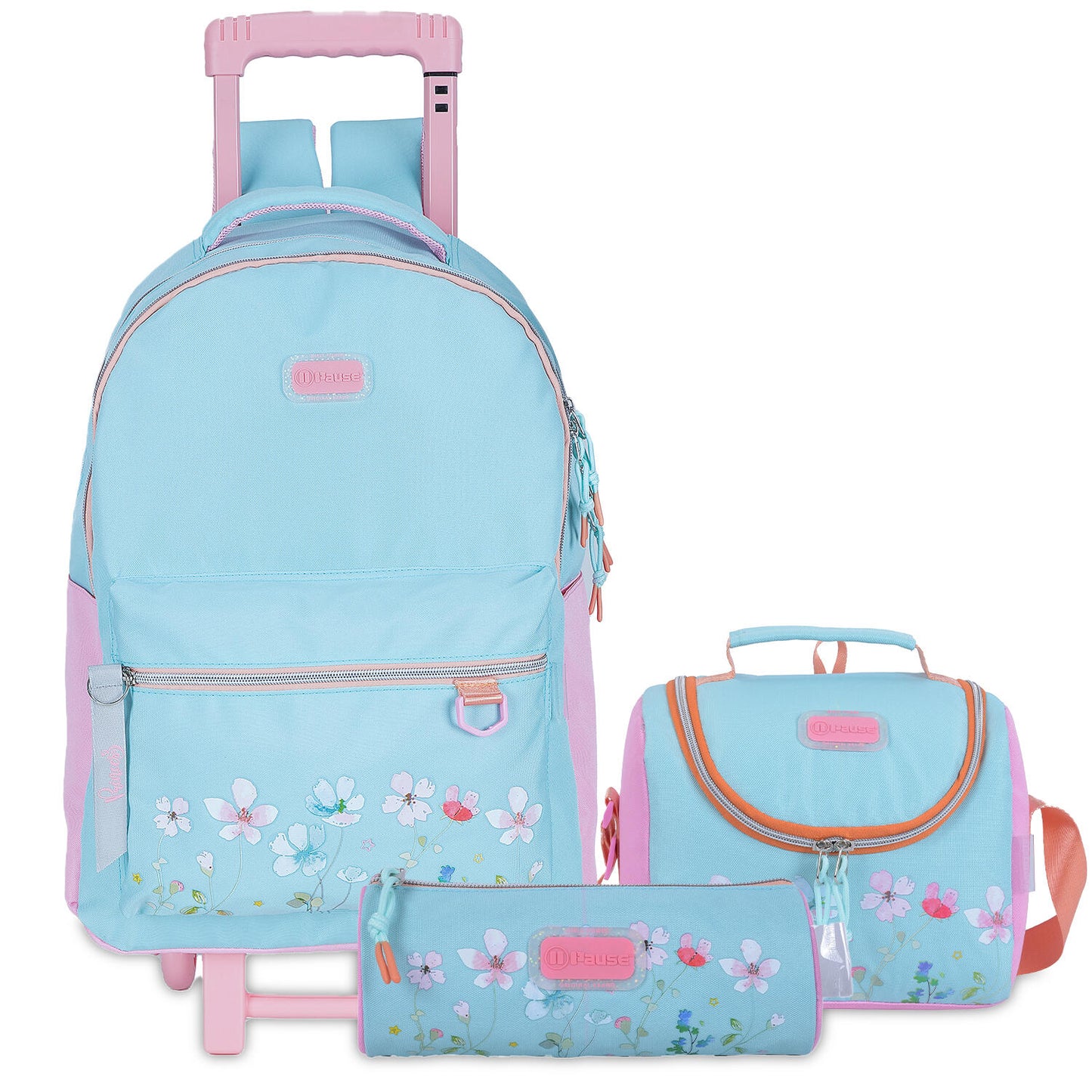 Pause Trolley Bag 18 With Pencil case & Lunch Bag - Garden