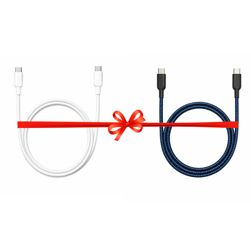 ENERGIX Proper Q8 Lite Cable - 60W / USB-C / 1 Meter / White + ENERGIX Q8 Fast Charging & High-Speed Data Transfer Cable - 60W / USB-C / 1 Meter / Cyber Blue - Bundle Offer