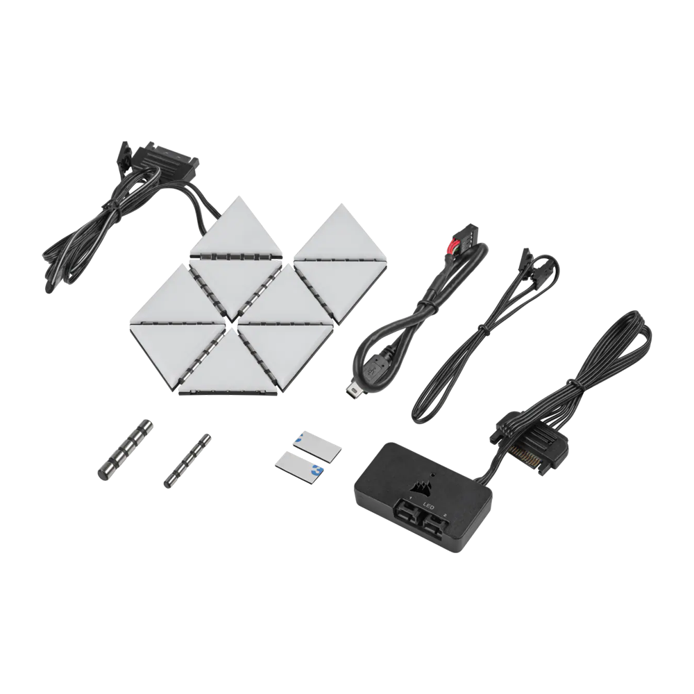 CORSAIR iCUE LC100 Case Accent Lighting Panels - Mini Triangle - 9x Tile Starter Kit