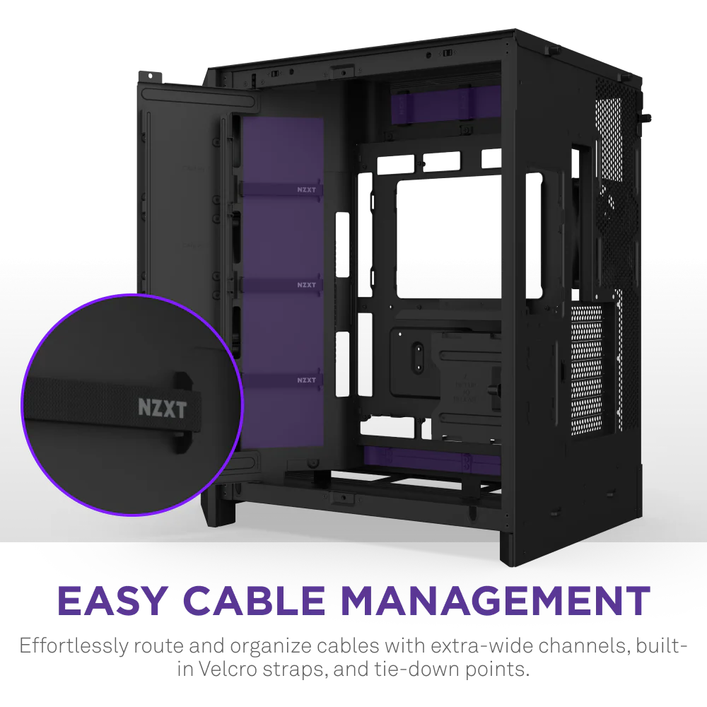 NZXT H9 Flow RGB (2025) Dual-Chamber Mid Tower Case With RGB Fans - Black