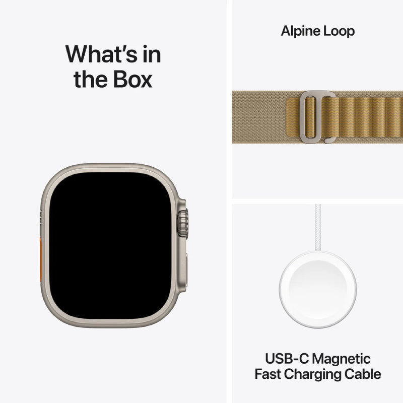 Apple Watch Ultra 2 (2024) - LTPO OLED / 64GB / 49mm / Medium / Bluetooth / Wi-Fi / Cellular / Tan Alpine Loop Smart