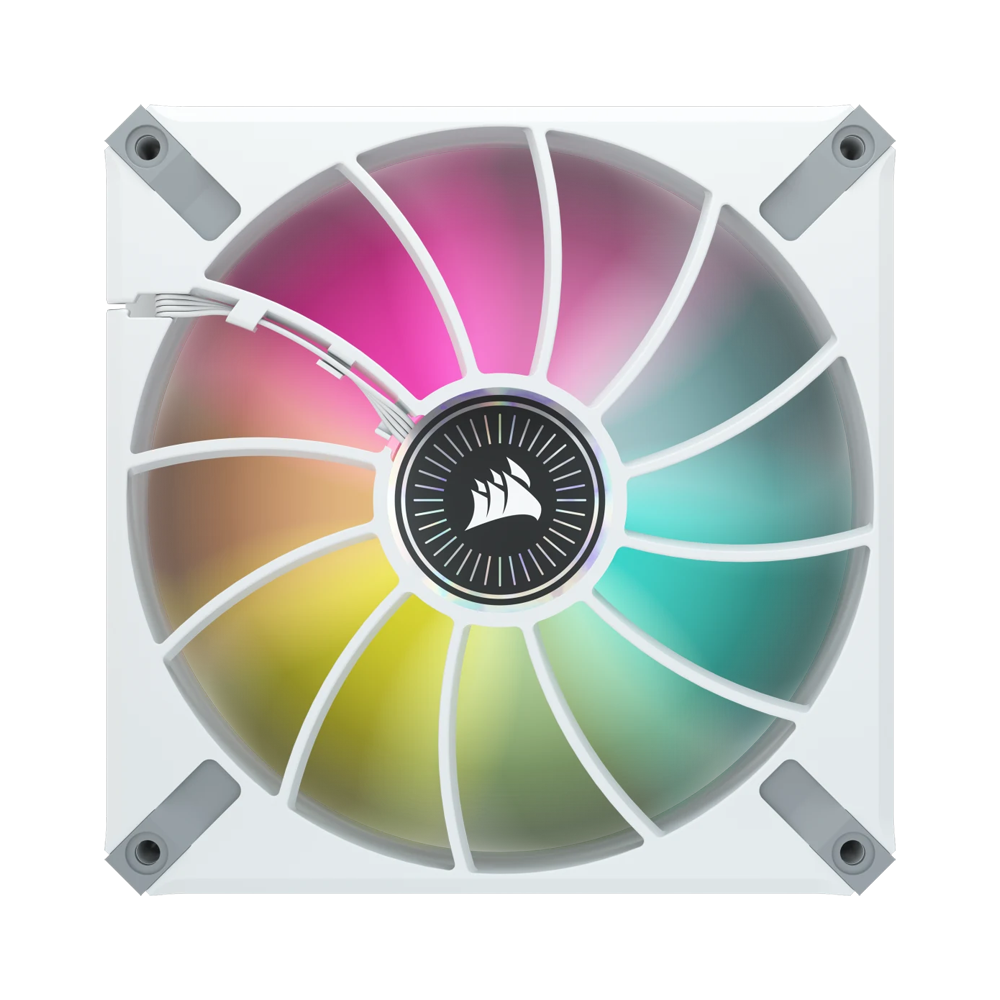 CORSAIR iCUE ML140 RGB ELITE Premium PWM Magnetic Levitation Fan Dual Fan Kit with iCUE Lighting Node Core - 140mm / White
