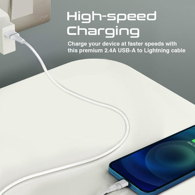 Promate PowerLine-Ai120 Data Sync & Charge Cable - USB-A / Lightning / White