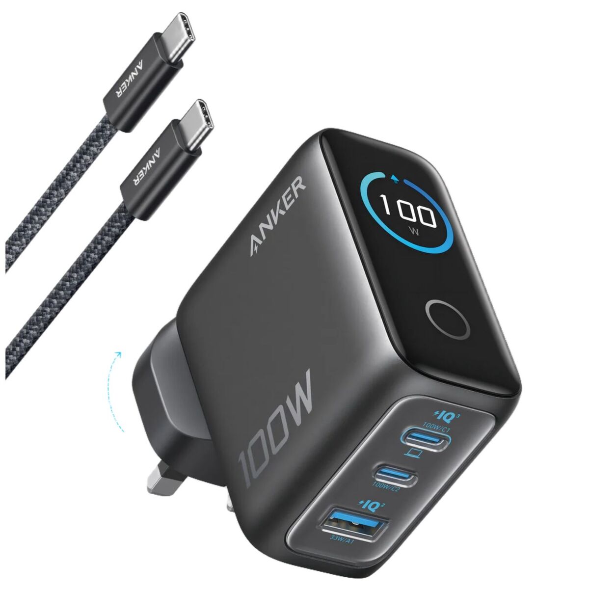 Anker 3 Ports Smart Display Charger - 100W / Grey