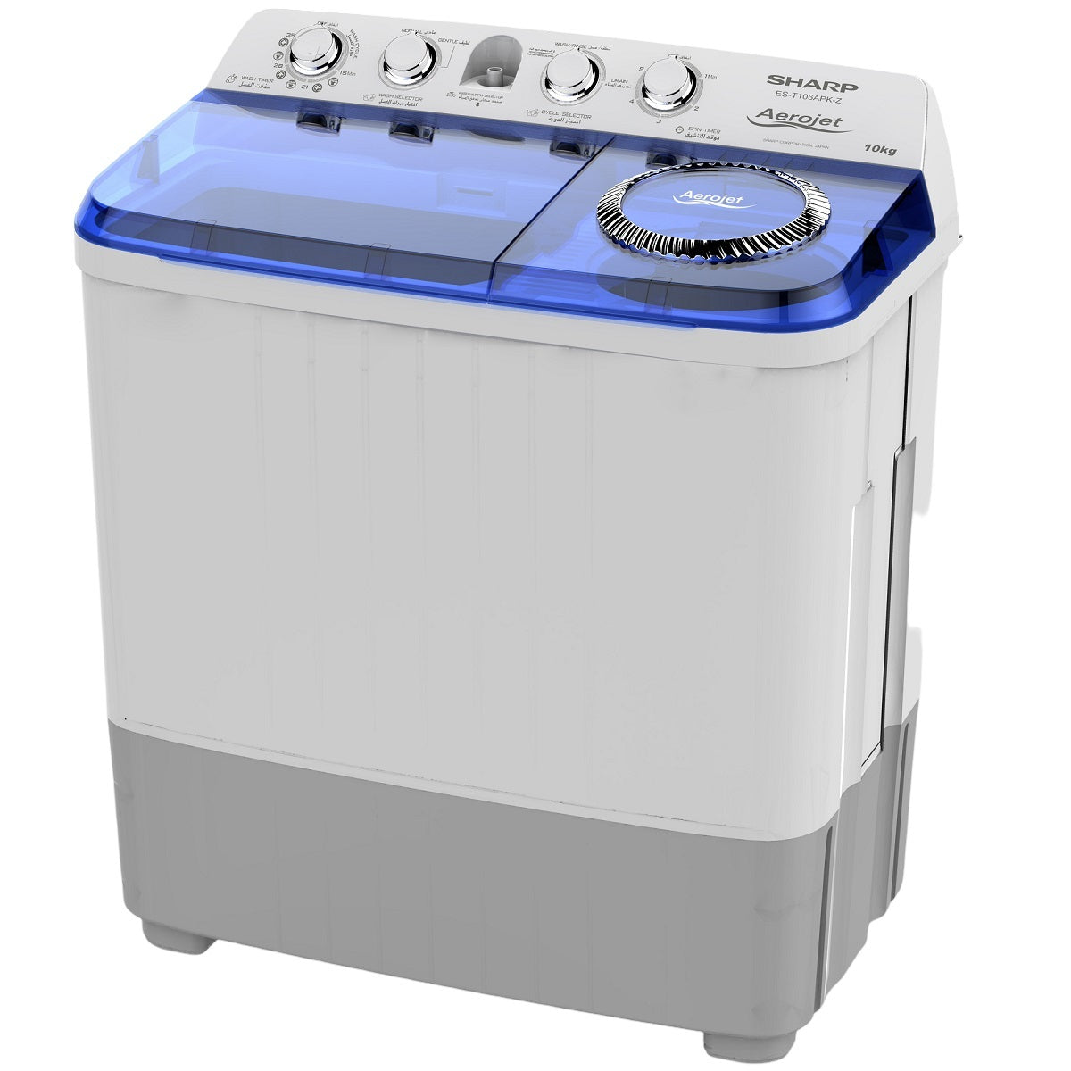 Sharp Twin Tub Washer 10kg Dryer 6.5kg, White - ES-T106APK-Z