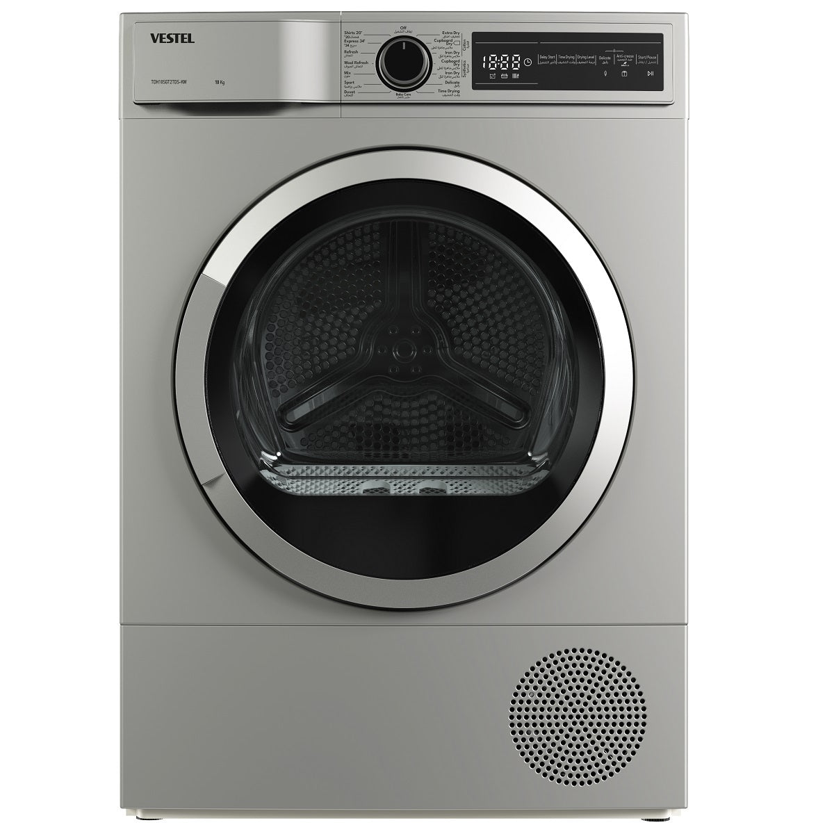 Vestel Dryer Heat Pump 10Kg, Silver - TDH10SGT2TDS-KW