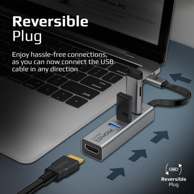 Promate MediaHub-C3 4K Vivid Clarity USB-C to HDMI Adapter - 5Gbps / Grey
