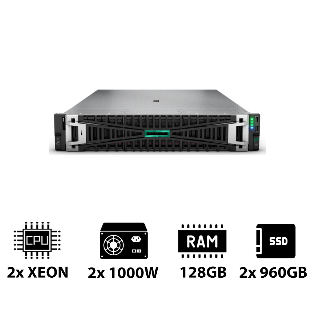HP ProLiant DL380 G11 - 2x Xeon Silver 4410Y 2.00GHz / 2x 12-Cores / 128GB / 2x 960GB SSD / 2x 1000Watts / Rack(2U)