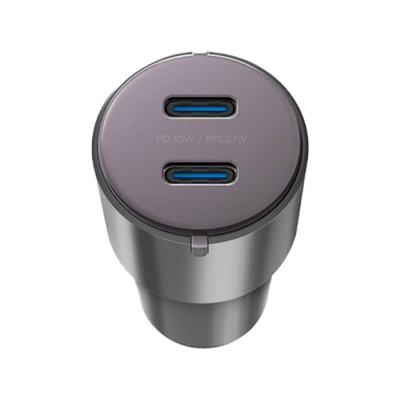Energea AluDrive D60 USB-C PD30 Duo Port Aluminium 60W Car Charger - Gunmetal