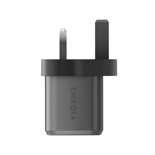 Energea Ampcharge 1-port USB-C and 1-port USB-A 20W GaN Wall Charger - Gunmetal