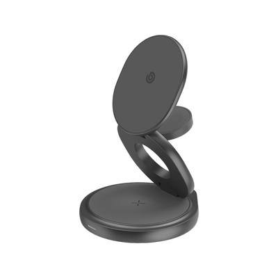 Bazic GoMag Gyre 360 Rotating Base 3 in 1 Wireless Charger With Apple Watch & Airpods Charging - Gunmetal