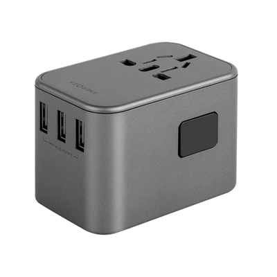 Energea Travelworld 2-Port USB-C and 3-Port USB-A 35W PD Travel Adapter - Gunmetal