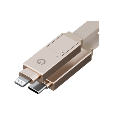 Energea Sheath 2-in-1 USB-C to USB-C + Lightning Cable, 60W, 480Mbps, 1m – Gold