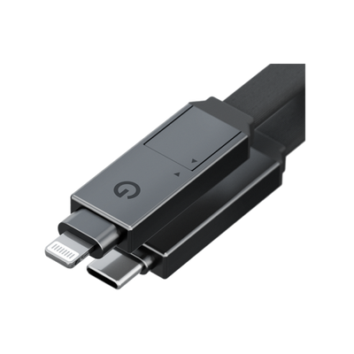 Energea Sheath 2-in-1 USB-C to USB-C + Lightning Cable, 60W, 480Mbps, 1m – Gunmetal