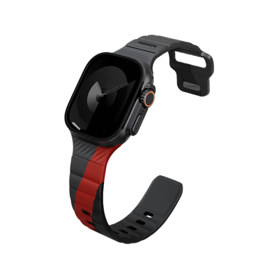 Uniq Stride De FKM Strap for Apple Watch 49/46/45MM - Charcoal / Rosso Red