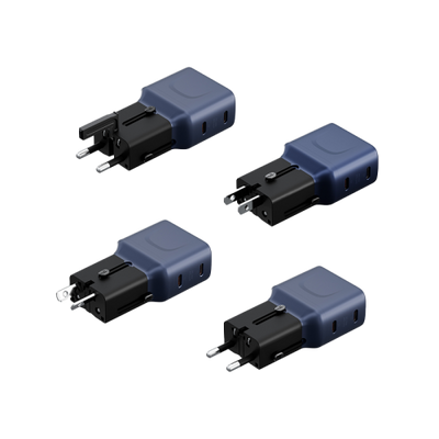 Energea TravelGo 2 Port USB-C 45W PD Travel Adapter - Blue Black