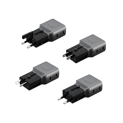 Energea TravelGo 2 Port USB-C 45W PD Travel Adapter - Gunmetal Black