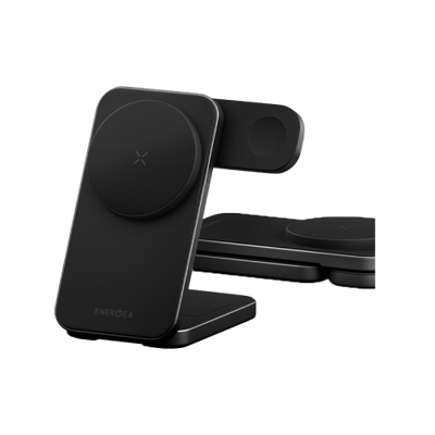 Energea MagTrio2 3 in 1 Foldable Magnetic Fast Wireless Charger - Gunmetal