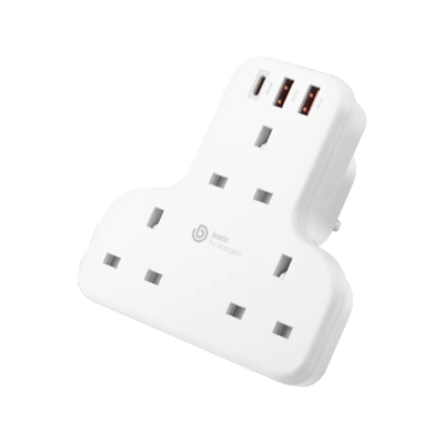 Bazic GoPort Trio Multi Port Wall Charger - USB-C / USB-A / White