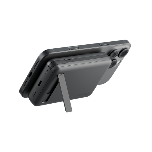 Energea MagPac Pro Plus MagSafe Power Bank Built-In USB-C Cable With Built In Stand / 10000mAh - Gunmetal / Black