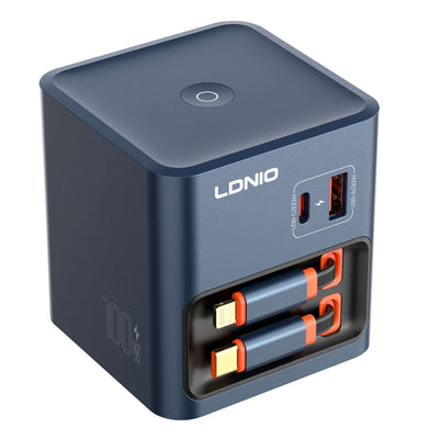 LDNIO Q16 GaN Desktop Fast Charger - 100W / Lightning / USB-C / Blue