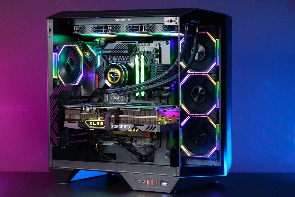 Darkflash DY470 ATX PC Case - Black (With 4 x ARGB Fans Included)