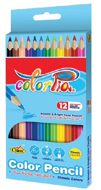 Class Colorpia Hexagonal Color Pencils - 12 Pieces