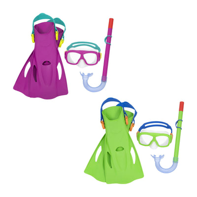 Bestway Explora Essential Snorkel Set (Contents: One Mask, One Snorkel and One Pair of Fins, 2 Assorted Colors, Fin Size: US(5-8) / Eur (37-41) - Age 7+