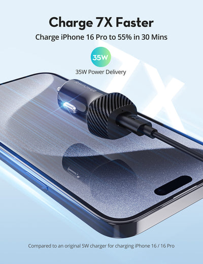 RAVPower RP-VC1020 Car Charger - 35W / USB-C / Black