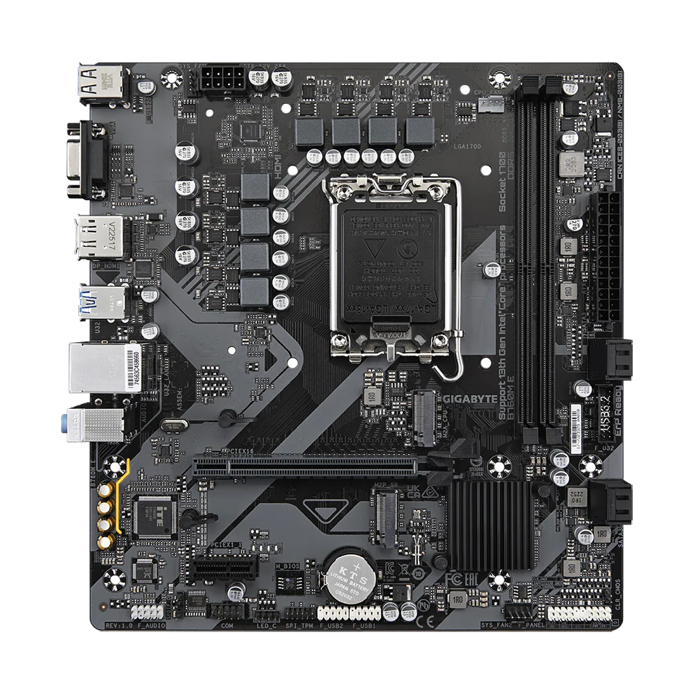 GIGABYTE B760M E Motherboard - DDR5 / HDMI / DisplayPort / USB - Black