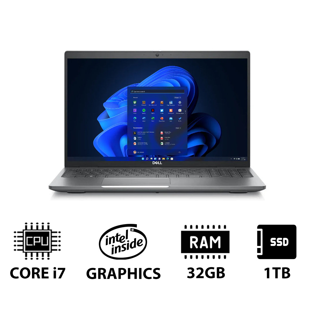ديل لاتيتيود 5540 - 15.6" كاملة الوضوح / آي 7 / 32 جيجابايت / 1 تيرابايت (NVMe م.2 إس إس دي) / ويندوز 11 برو / ضمان سنة - لابتوب