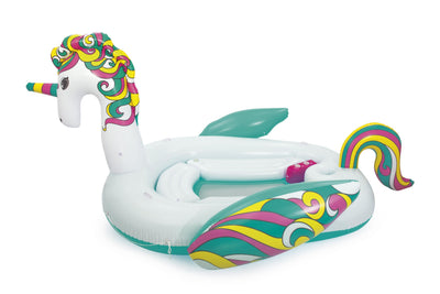 Bestway 5.90m x 4.04m giant unicorn island (contents:one island, one climb cushion, one anchor bag, heavy-duty repair patch)