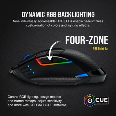 CORSAIR ICUE DARK CORE PRO RGB Wireless Gaming Mouse - Black