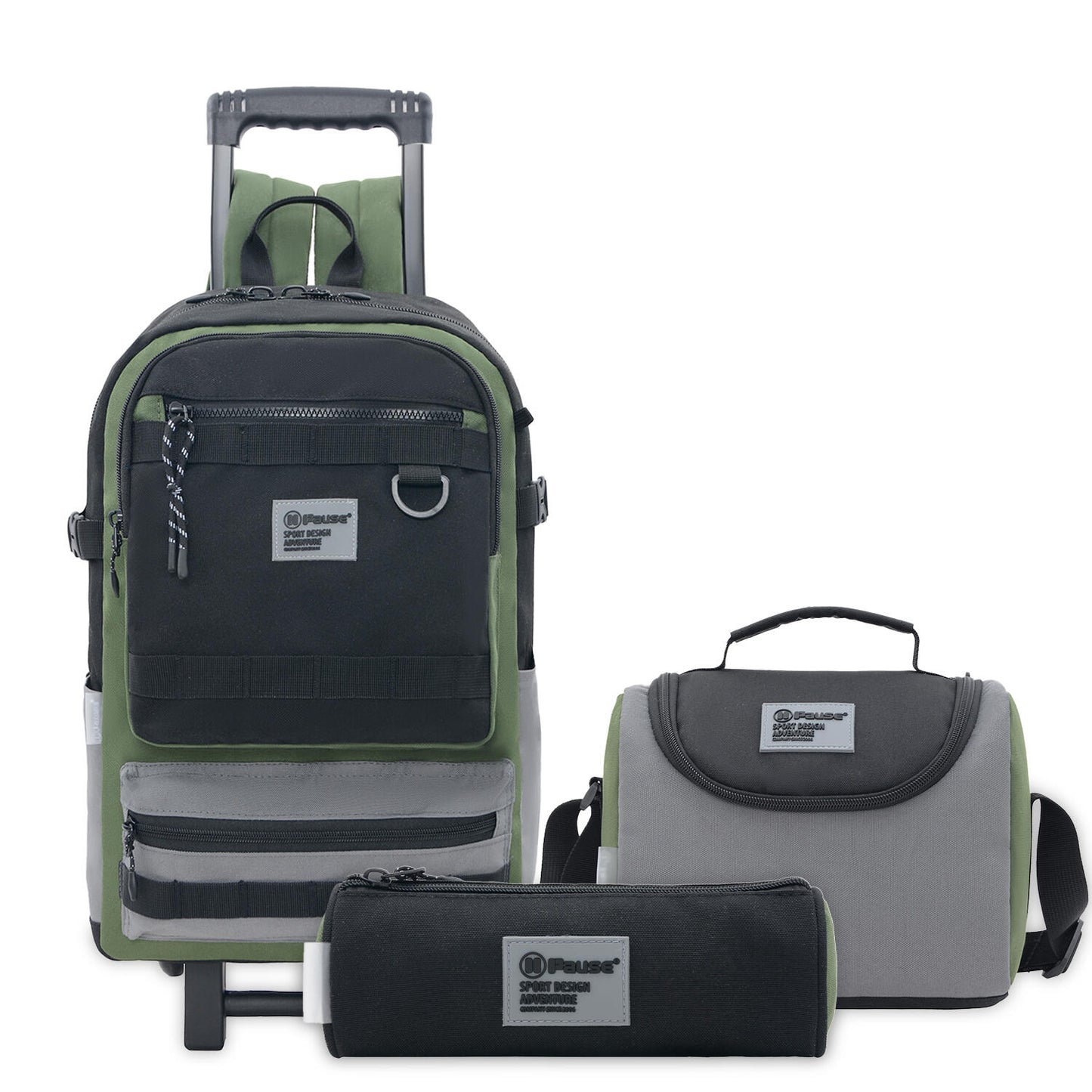Pause Trolley Bag 18 With Pencil case & Lunch Bag - Military