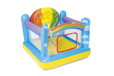 Bestway 1.75m x 1.73m x 1.37m jumpin' balloon bouncer (contents:1 bouncer,3 inflatable ring,repair patch,4 foot pins) age 3+