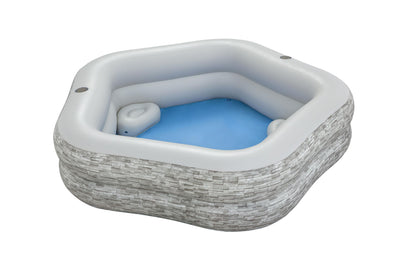 Bestway 2.13m x 2.06m x 53cm truprint stone family pool (contents:1 pool,repair patch) age 6+