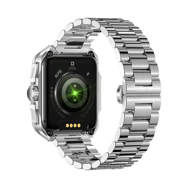 Swiss Military Smart Watch Silver Frame Silver Stainless Steel Strap Smart Watches