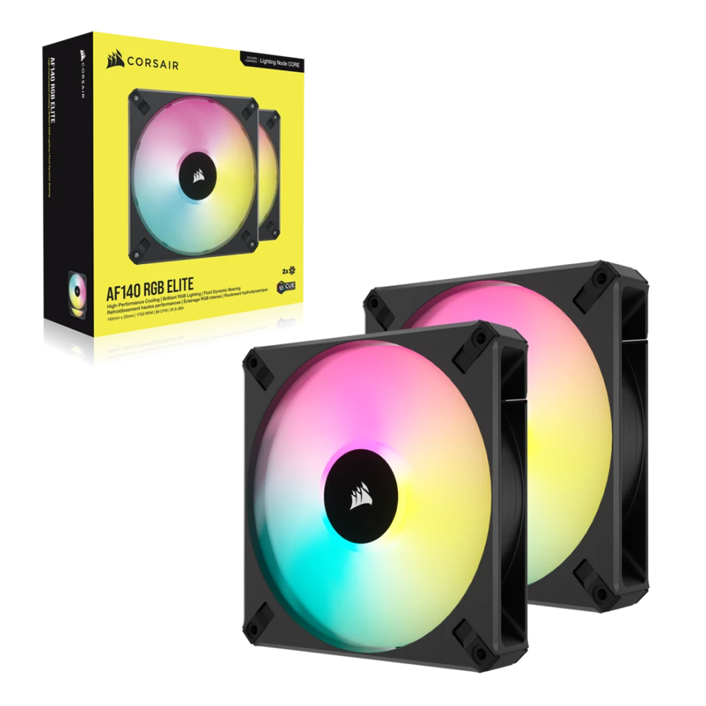 CORSAIR iCUE AF140 RGB ELITE PWM Dual Fan Kit - 140mm / Black