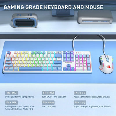 Redragon S139 The Perfect Gaming Combo (Mechanical Keyboard and Mouse Combo Set) - White/Blue