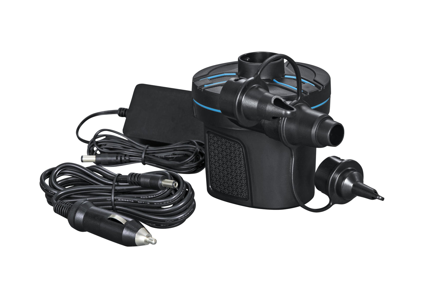 Bestway powertouch ac/dc electric air pump (power pump, 3 valve adaptors, 220-240v/50hz 12v dc)