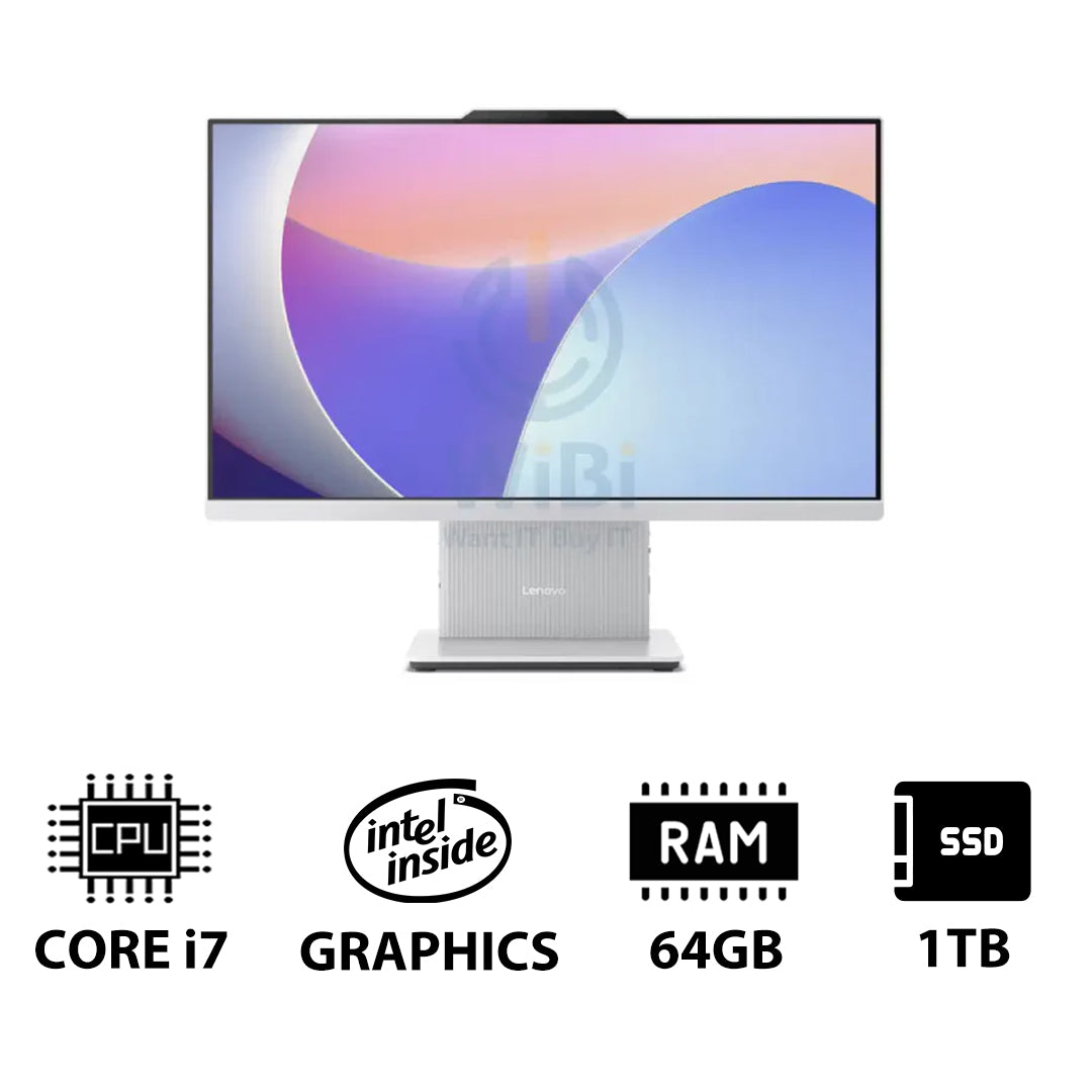 Lenovo IdeaCentre Gen 9 AIO PC - i7 / 64GB / 1TB (NVMe M.2 SSD) / 23.8" FHD Non-Touch / DOS (Without OS) / 1YW / Cloud Grey - Desktop