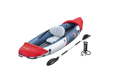 Bestway 3.21m x 1.00m rapid x2 kayak (contents:1 boat, 2 paddles,1 hand pump,2 fins, 1 carry bag,repair patch)