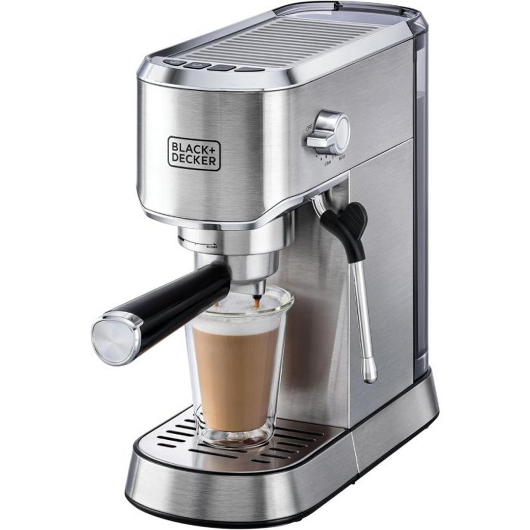 Black+Decker Stainless Steel Espresso Coffee Machine - 1450W / 1 Liter
