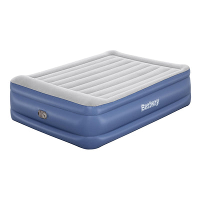 Bestway 2.03m x 1.52m x 56cm tritech air mattress queen built-in ac pump (contents:air mattress, storage bag, repair patch, with built-in pump(220v-240v))