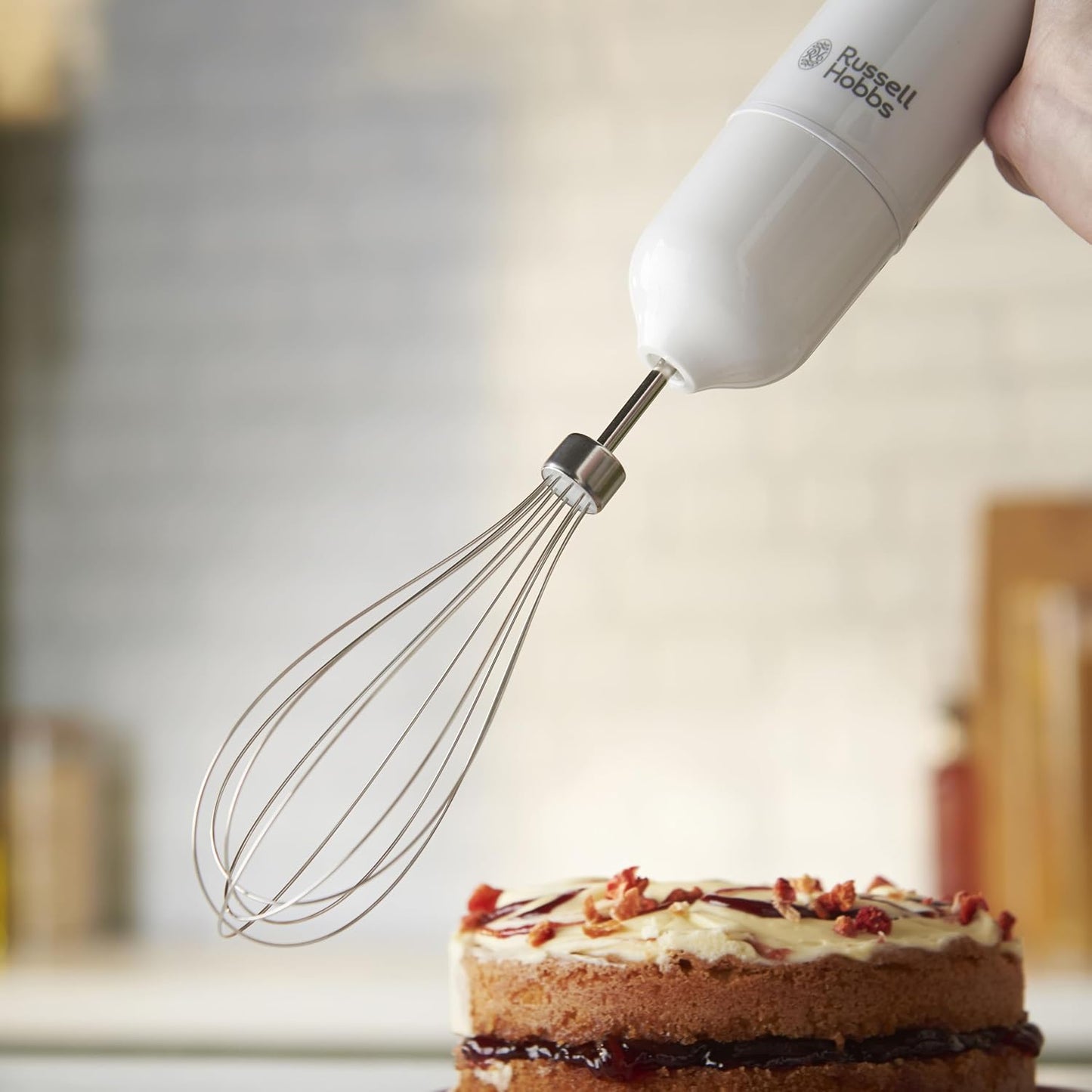 Russell Hobbs 600W Hand Blender Set, Variable Speed Blender with Chopper Attachment, 500ml Transparent Beaker, Stainless Steel Removable Leg, BPA Free & Dishwasher Safe, White – Model 27560