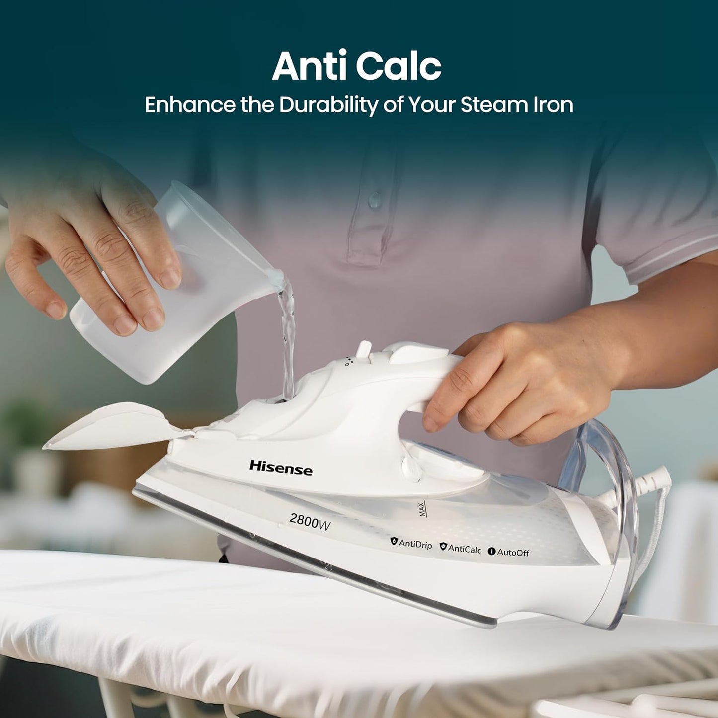 Hisense Steam Iron for Clothes-2800W Powerful Steam of 30 gm/min, Water Tank with 0.3 L, Press Spray Function, Anti-Calcium, Anti-Drip, Vertical Steam, Auto-Shut Off - H28SIWES1