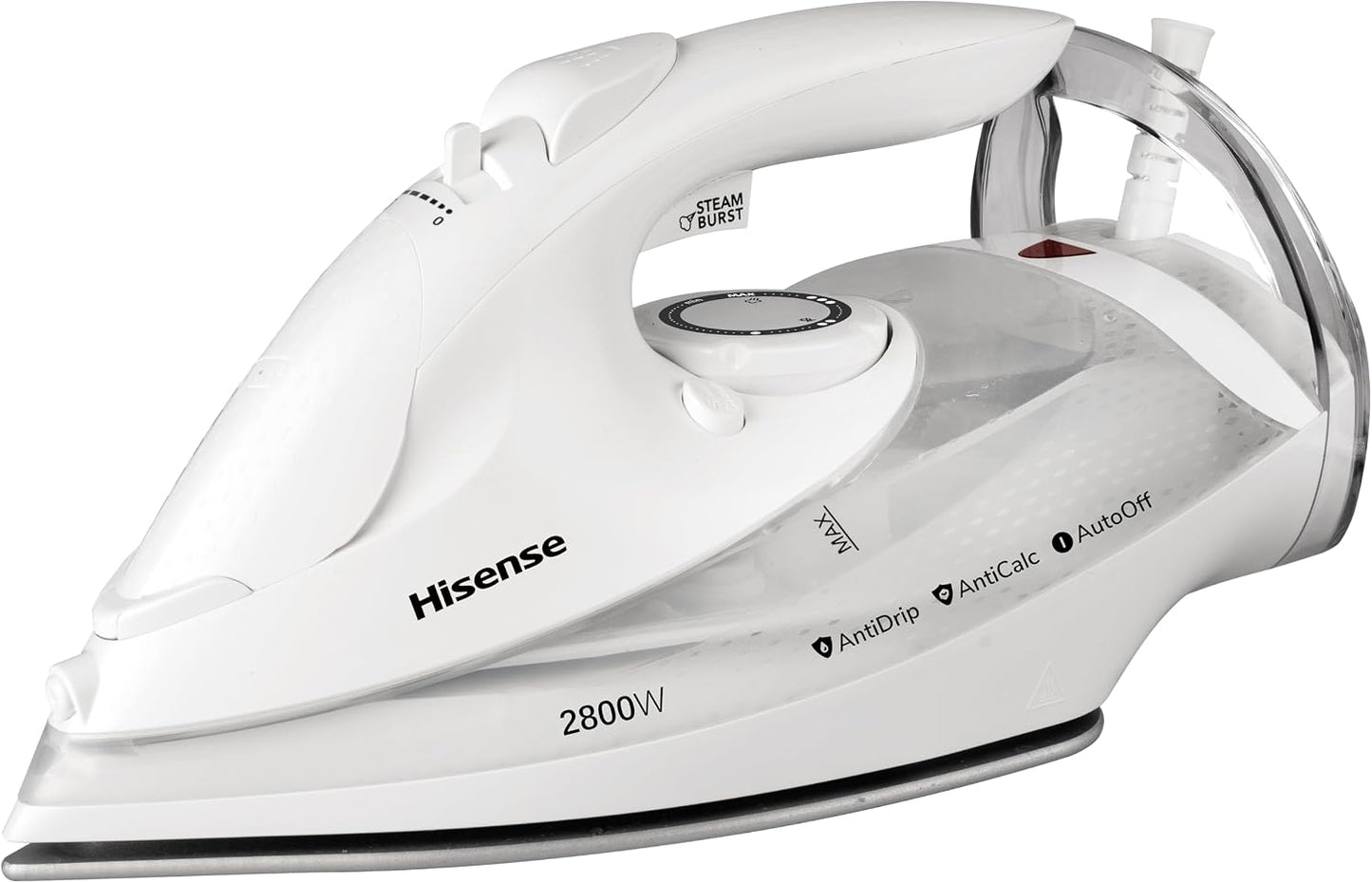 Hisense Steam Iron for Clothes-2800W Powerful Steam of 30 gm/min, Water Tank with 0.3 L, Press Spray Function, Anti-Calcium, Anti-Drip, Vertical Steam, Auto-Shut Off - H28SIWES1